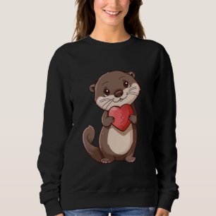 Sudadera Cute Otter Holding Heart Adorable Love