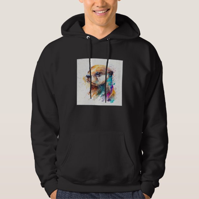 Sudadera Cute Otter Paint Splatter Illustration Colorful Wa (Anverso)