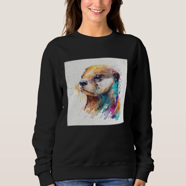 Sudadera Cute Otter Paint Splatter Illustration Colorful Wa (Anverso)