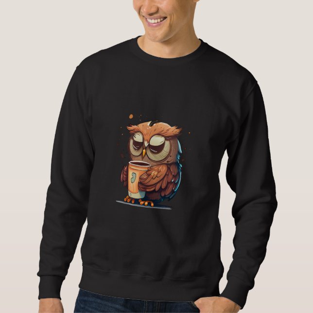 Sudadera Cute Owl Coffee Bird Animal Sleepy Morning Owls  7 (Anverso)