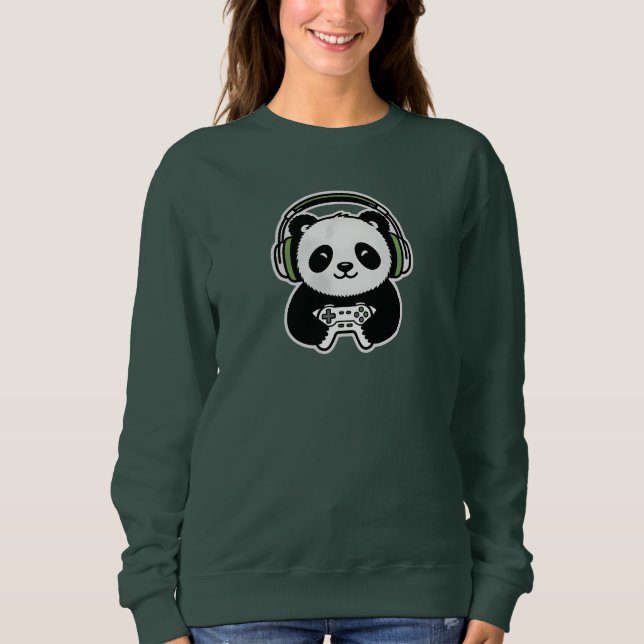 Sudadera Cute Panda Gamer - Kawaii Gaming Panda with Headse (Anverso)