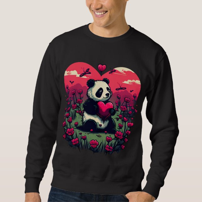 Sudadera Cute Panda Holding Heart - Regalo El día de San Va (Anverso)