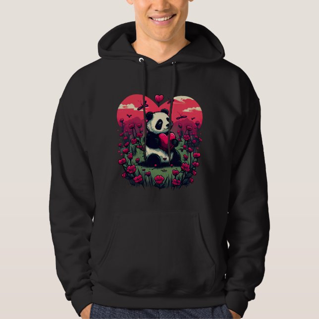 Sudadera Cute Panda Holding Heart - Regalo El día de San Va (Anverso)