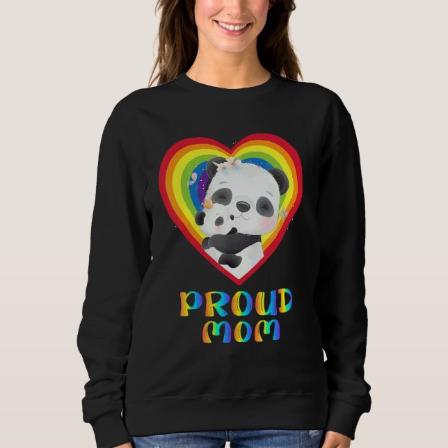 Sudadera Cute Panda Hug Rainbow Heart Lgbt Pride Mes Prou (Anverso)