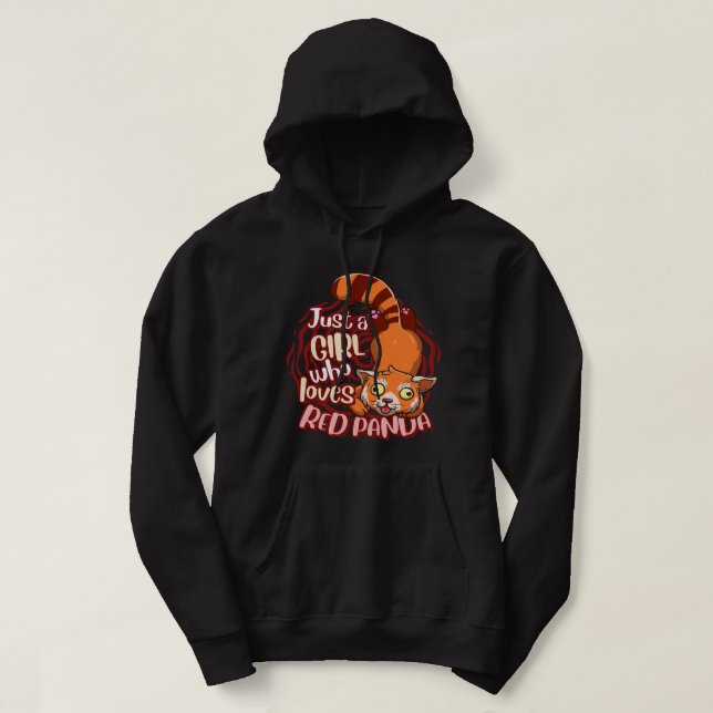 Sudadera Cute Panda Rojo Sólo Un Chica Que Ama Los Pandas R (Diseño del anverso)