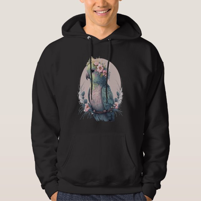 Sudadera Cute Parakeet Budgie Bird Flower Crown Pet Birds (Anverso)
