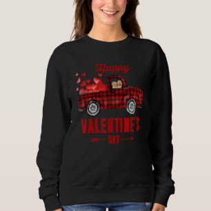 Sudadera Cute Pareja Perro Riendo Camión Rojo Corazón Valen