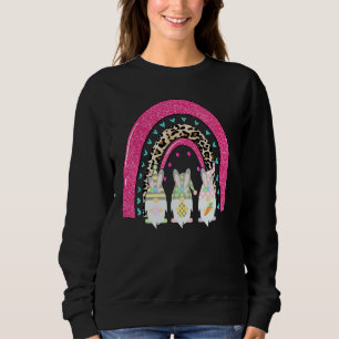 Sudadera Cute Pascua Gnome Orejas de conejo Pascua Arcoíris