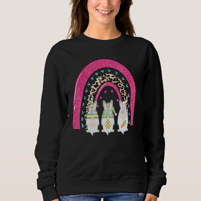 Sudadera Cute Pascua Gnome Orejas de conejo Pascua Arcoíris (Anverso)