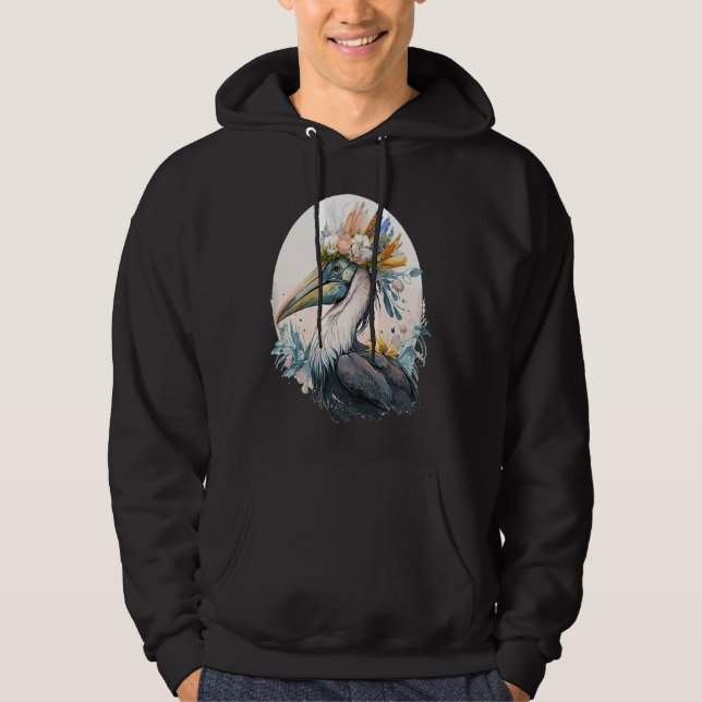 Sudadera Cute Pelican Bird Flower Crown Floral Birds (Anverso)
