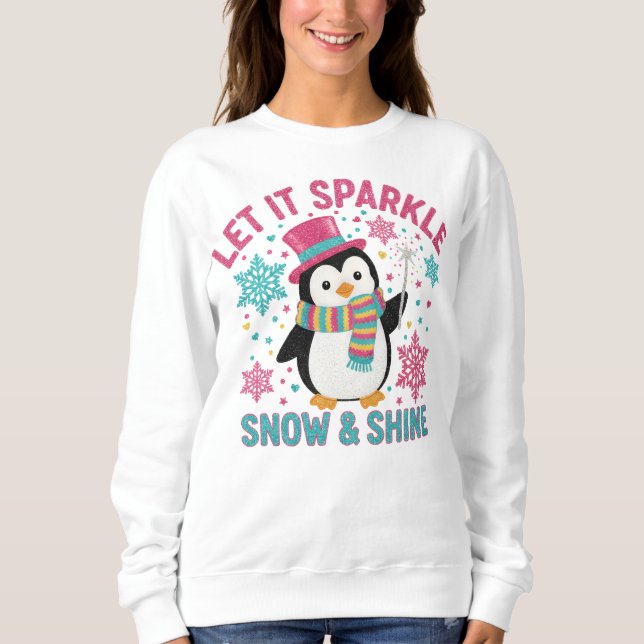 Sudadera Cute Penguin Holiday Tee – Deja que brille inviern (Anverso)