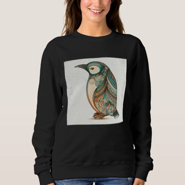 Sudadera Cute Penguin Illustration Mandala Symbols Women Me (Anverso)