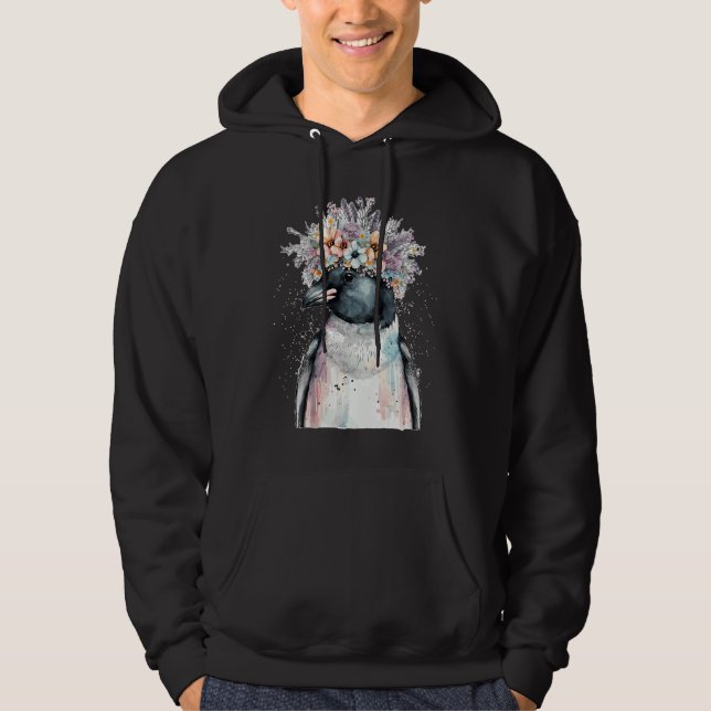 Sudadera Cute Penguin Seabird Flower Crown Floral Birds (Anverso)