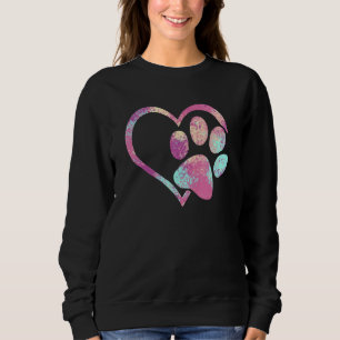 Sudadera Cute Perro Paw Print Shirt Psychedelic Tie Dye Viz