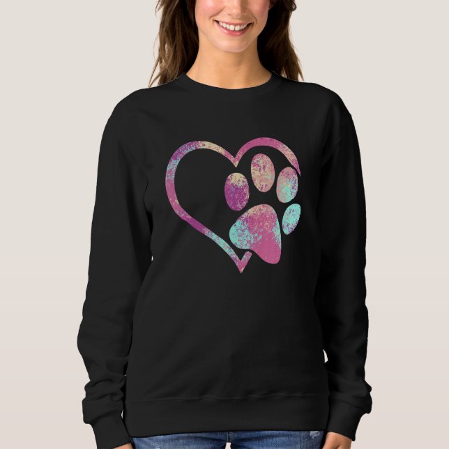 Sudadera Cute Perro Paw Print Shirt Psychedelic Tie Dye Viz (Anverso)