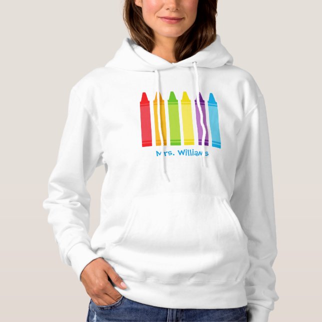 Sudadera Cute Personalizado: Profesor de guardería Crayon (Anverso)