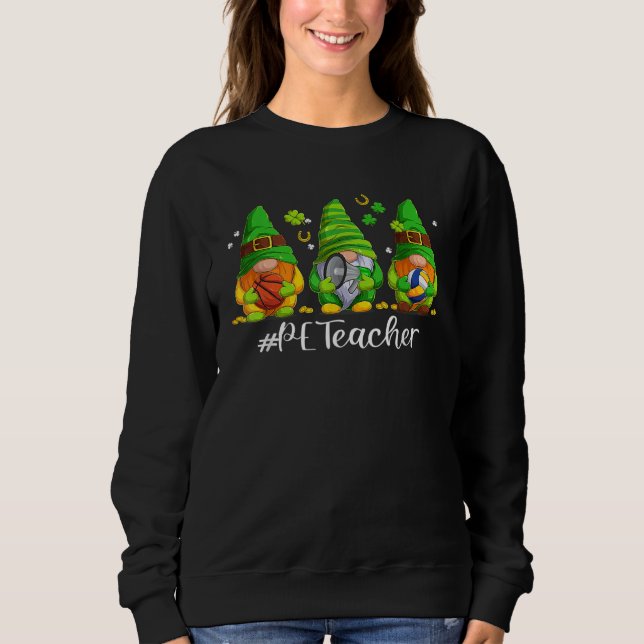 Sudadera Cute Physical Education PE Teacher Gnome St Patric (Anverso)