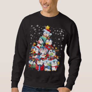 Sudadera Cute pingüino de las luces de árbol de Navidad reg