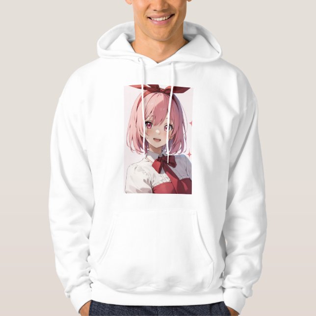 Sudadera Cute Pink-Haired Anime Girl Illustration (Anverso)