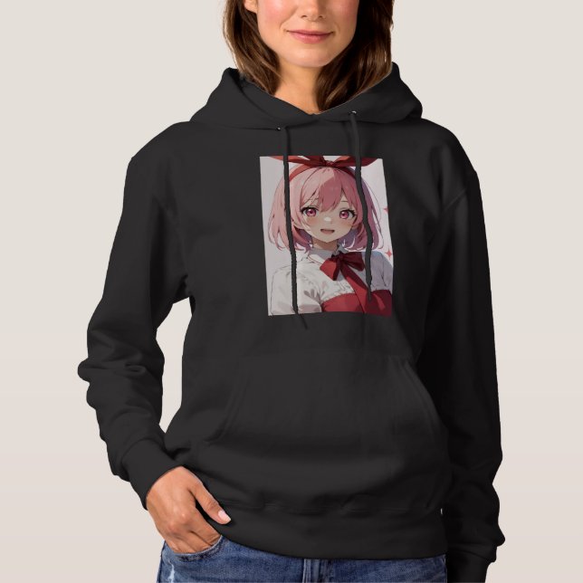 Sudadera Cute Pink-Haired Anime Girl Illustration (Anverso)