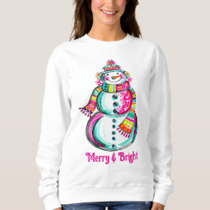 Sudadera Cute Pink Navidad Muñeco de Nieve Preppy Coquette