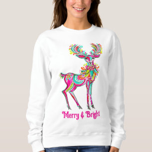 Sudadera Cute Pink Navidad Reno Preppy Coquette