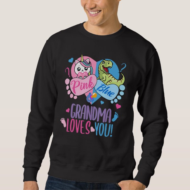 Sudadera Cute Pink or Blue GRANDMA Loves You Dinosaur or Un (Anverso)
