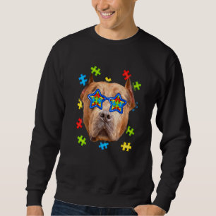 Sudadera Cute Pitbull Autism Puzzle Sungafas de sol Cachorr