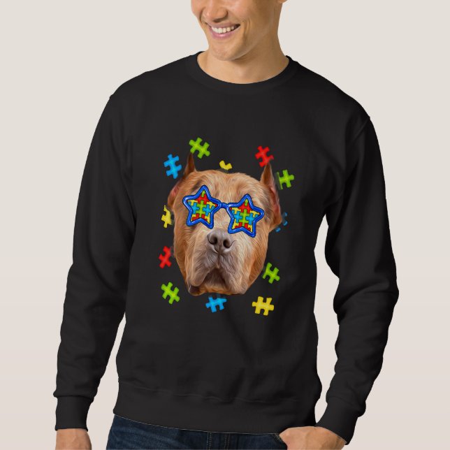 Sudadera Cute Pitbull Autism Puzzle Sungafas de sol Cachorr (Anverso)