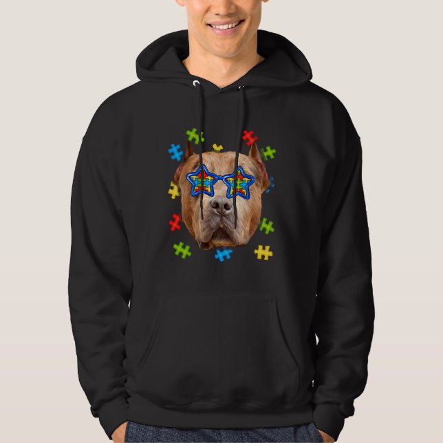 Sudadera Cute Pitbull Autism Puzzle Sungafas de sol Cachorr (Anverso)