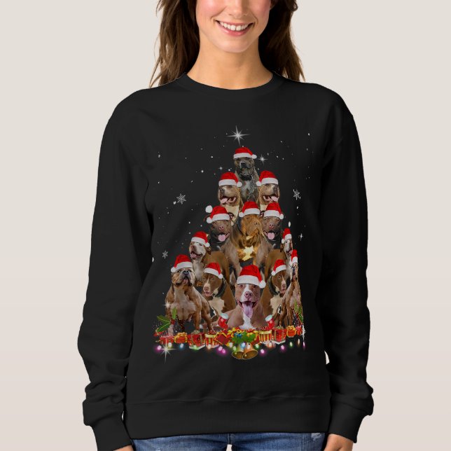 Sudadera Cute Pitbull Christmas Tree Dog Santa Xmas Tee Fun (Anverso)