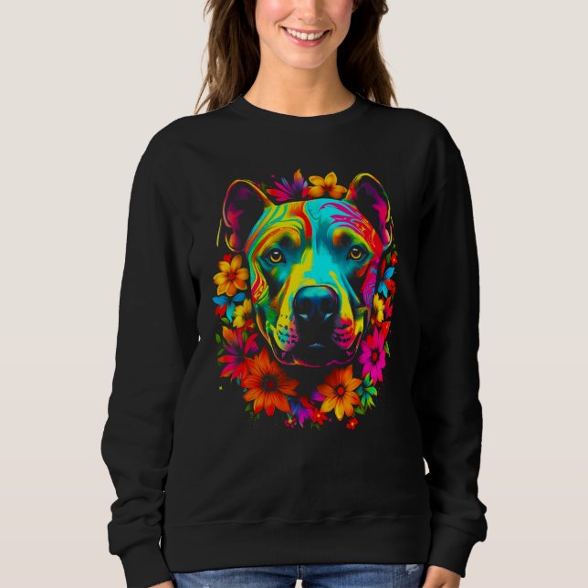 Sudadera Cute Pitbull Dog Flowers (Anverso)