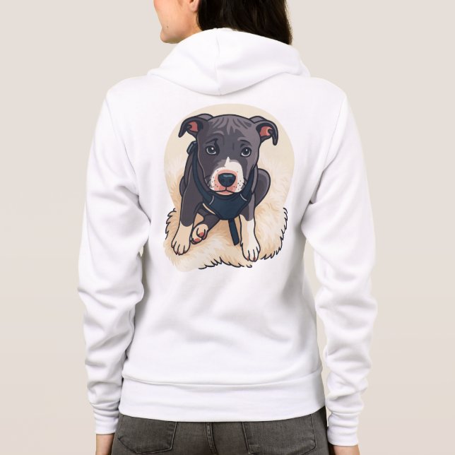 Sudadera Cute Pitbull Puppy Dog Cartoon Design (Reverso)