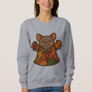 Sudadera Cute Plaid Patchwork Bat Sweatshirt | Cozy Fall