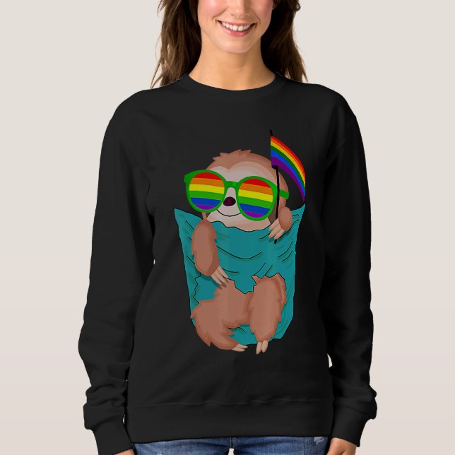 Sudadera Cute Pocket Slote Lgbt Animal Rainbow Flag Gay Pri (Anverso)