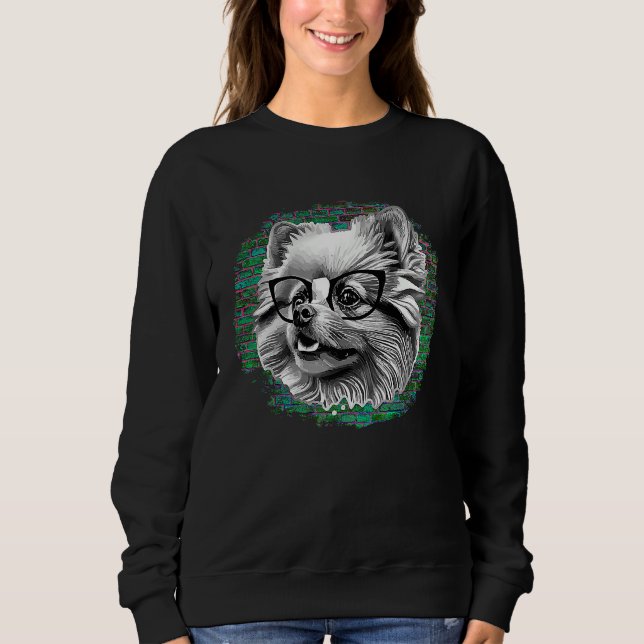 Sudadera Cute Pomeranian Dog Wearing Nerd Glasses Funny Gra (Anverso)