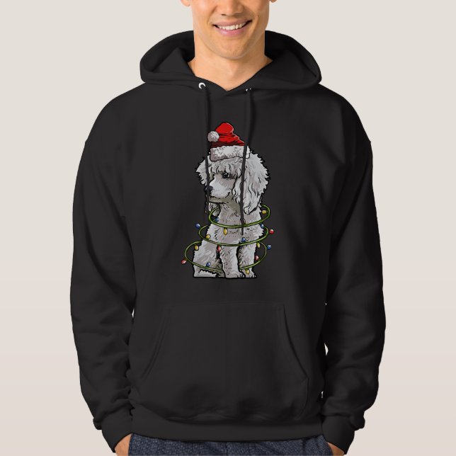 Sudadera Cute Poodle Dog Santa Christmas Tree Enfoca Navida (Anverso)