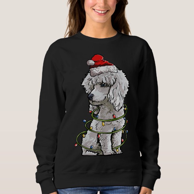 Sudadera Cute Poodle Dog Santa Christmas Tree Enfoca Navida (Anverso)