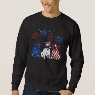 Sudadera Cute Pug Bandera Estadounidense Fuego Perro Patrió