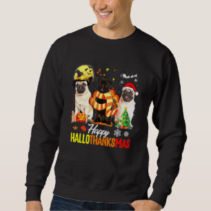 Sudadera Cute Pug Feliz Hallothanksmas Halloween Día de Acc