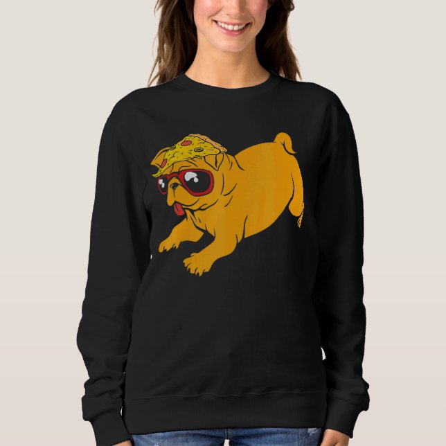 Sudadera Cute Pug Perro Cachorro De Cachorro De Pizza Caja  (Anverso)