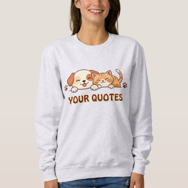 Sudadera Cute Puppy and Kitten Snuggling (Anverso)