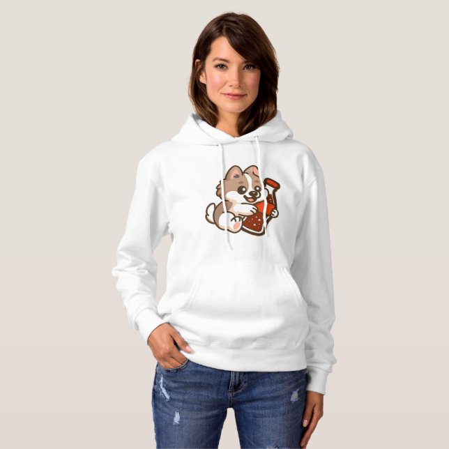 Sudadera Cute Puppy Hugging Soda Bottle (Anverso completo)