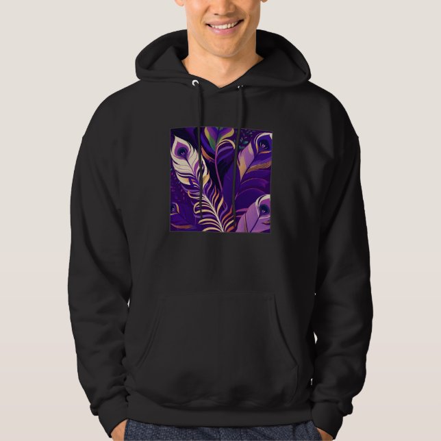 Sudadera Cute Purple Peacock Feathers Illustration Birds Wo (Anverso)