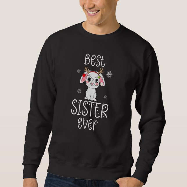Sudadera Cute Rabbit with Glasses Reindeer Best Sister Ever (Anverso)
