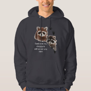 Sudadera Cute Raccoons le da la mano al chocolate, al humor