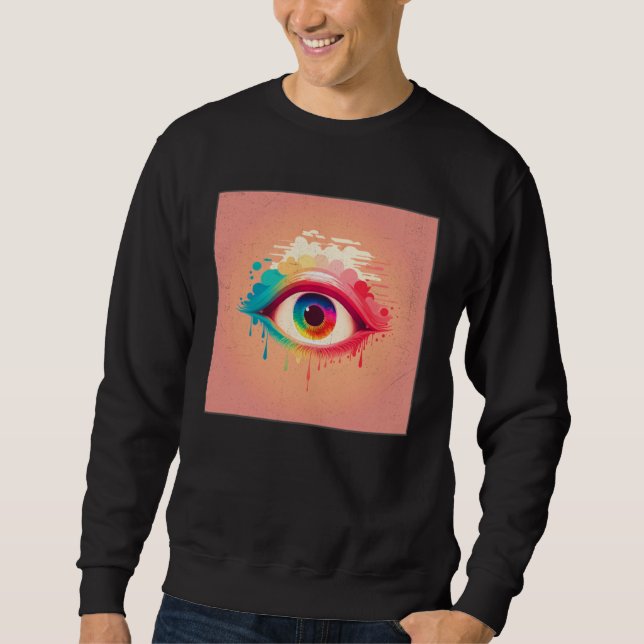 Sudadera Cute Rainbow Eye Illustration Colorful Tears Uniqu (Anverso)