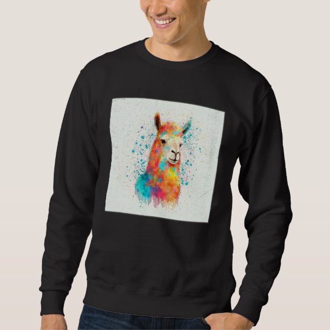 Sudadera Cute Rainbow Llama Paint Splatter Illustration Col (Anverso)