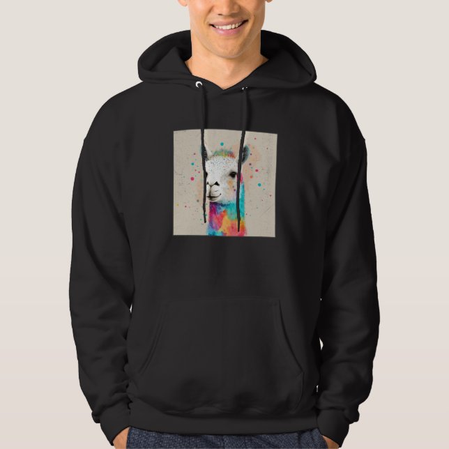 Sudadera Cute Rainbow Llama Paint Splatter Illustration Col (Anverso)