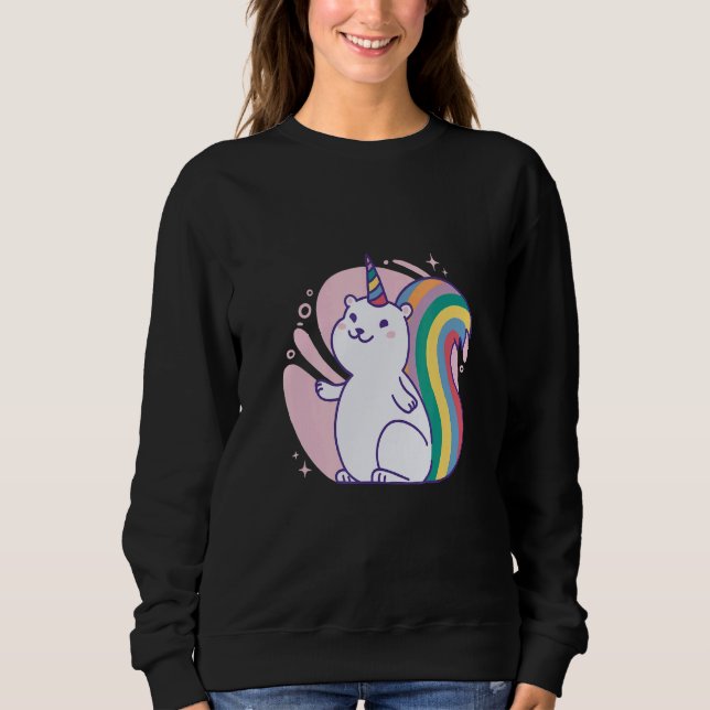 Sudadera Cute rainbow unicorn squirrel (Anverso)